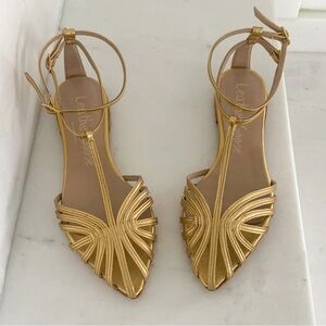 LeatherGoose Gold Sandals with Strappy Design